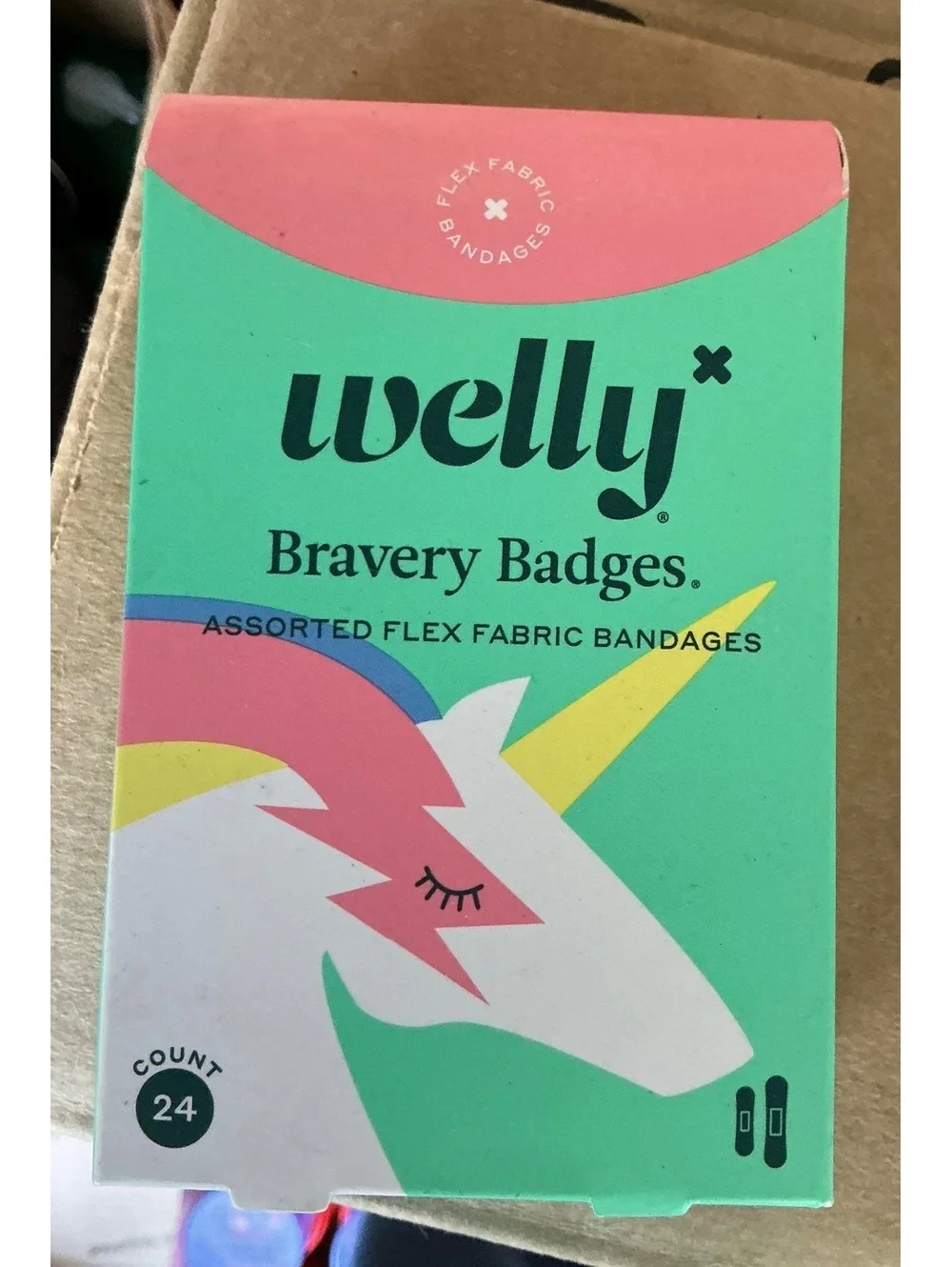 5 packs Welly Bravery Badges Assorted Flex Fabric Bandages, 24 Count